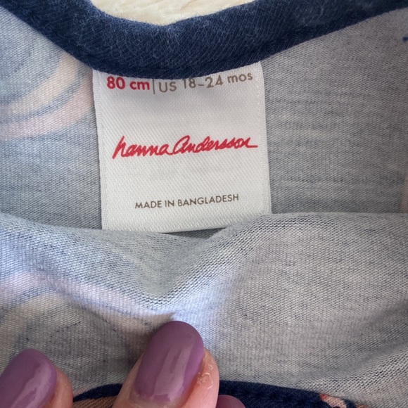 Hanna Andersson Short Sleeved Navy Rainbow Dress - Picture 2 of 3